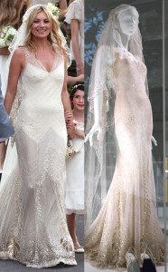 Kate Moss in her wedding dress (Credit: Eonline)
